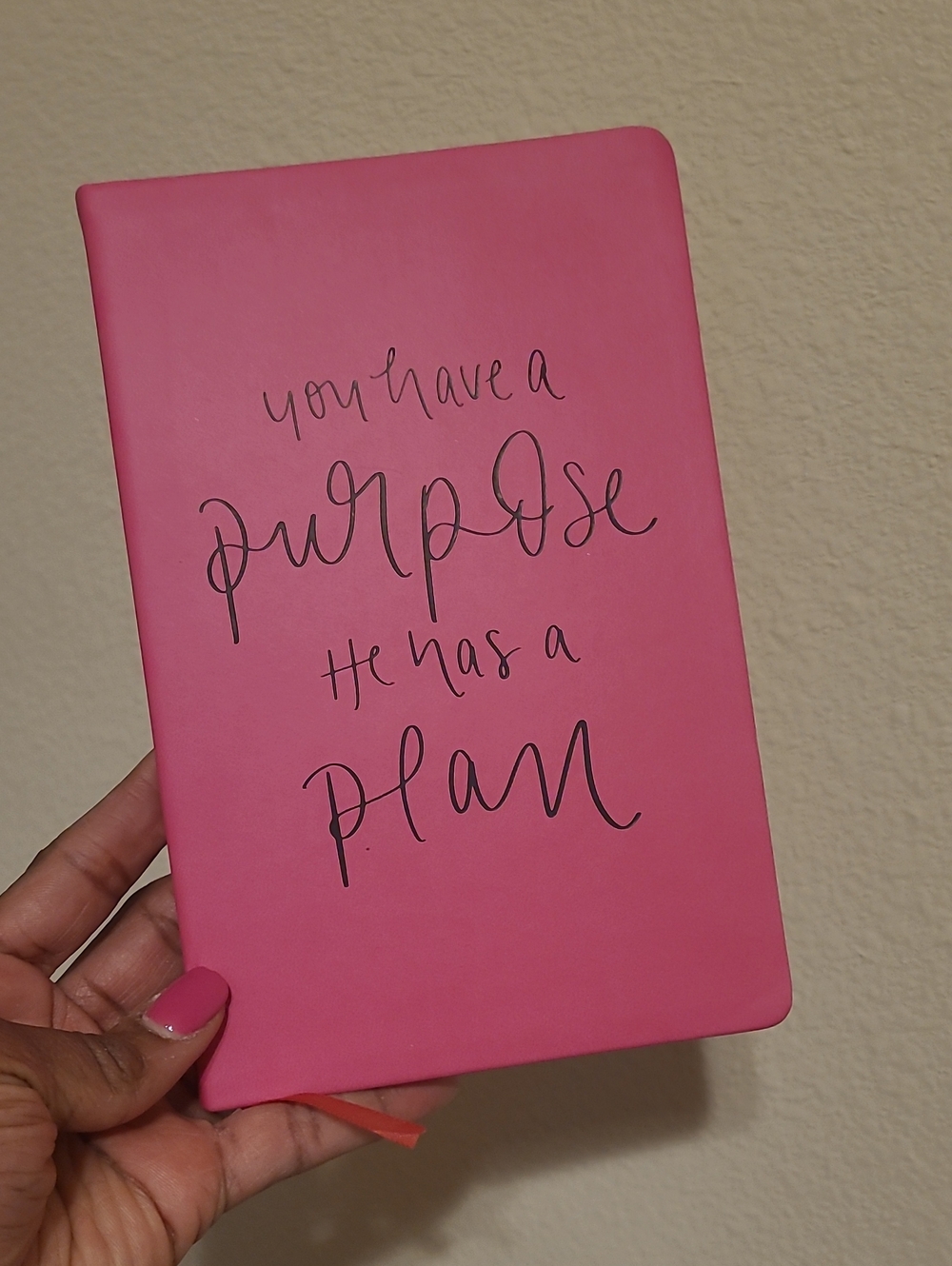 Pink Inspirational Notebook - "You Have a Purpose He Has a Plan"